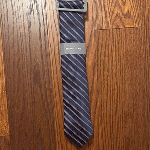 Michael Kors Dark Blue and Pink Striped Tie